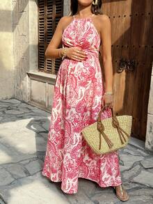 SHEIN 孕妇佩斯利印花连衣裙，休闲假日装 - 彩色 - 查看 1