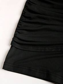 Sweetra Đầm ngắn ôm sát màu nâu, chất liệu vải dệt kim co giãn cao, khóa kim loại trang trí, cổ tròn, không tay, có bèo nhún bên hông và thắt eo, thanh lịch, thích hợp cho tiệc tùng, công sở, phong cách vintage, tối giản, đa năng, mọi mùa. - màu đen - Xem 4