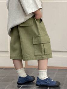 DAZY 男童时尚口袋牛仔短裤 - 軍綠色 - 查看 9
