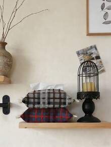 Cirelle Hộp đựng khăn giấy viền tua rua kẻ caro, hộp đựng khăn giấy bằng vải trang trí với thiết kế dệt cổ điển, hộp đựng khăn giấy hình chữ nhật thời trang cho bàn trang điểm, bàn cà phê, bàn làm việc văn phòng và nội thất xe hơi, món quà tân gia, sinh nhật và quà tặng chủ nhà hoàn hảo cho bạn bè, gia đình, những người đam mê trang trí nhà cửa và những người yêu thích phong cách tối giản, mùa xuân đến mùa hè. - Hộp khăn giấy - Xem 8