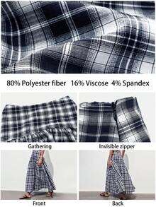 Maija 女士格子休闲通勤百搭A字裙，女士低腰格子裙，经典格子，夏季，春假，春季，情人节，沙滩裙，外出裙 - 彩色 - 查看 8