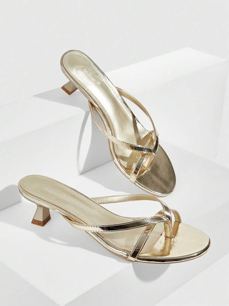 CUCCOO SZL Women's Pointed Toe Stiletto Heel Slip-On Sandals, Elegant Commuter Style High Heels For Summer Valentine's Day