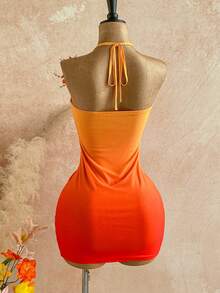 Soleia Đầm ngắn ôm sát cổ yếm xếp ly ombre dành cho nữ, thích hợp mặc đi nghỉ mát. - Nhiều màu - Xem 7