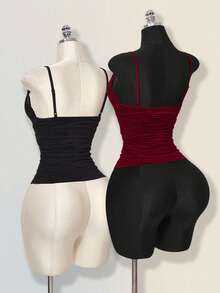 SHEIN ICON 女士纯色蕾丝拼接吊带背心 - 彩色 - 查看 9