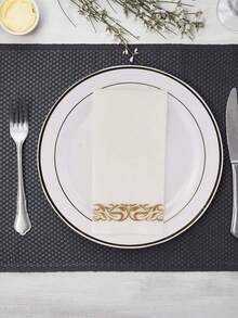 25/50/100 chiếc khăn ăn dùng một lần chất liệu giả vải lanh, khăn lau tay dùng một lần cho phòng tắm, tiệc tùng, đám cưới, bữa tối, màu vàng, 12" x 17" - Vàng - Xem 5