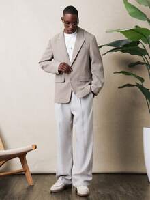 SUMWON Classic Single Breasted Notch Lapel Blazer For Business Professional Office Formal Occasions - Khaki - View 3