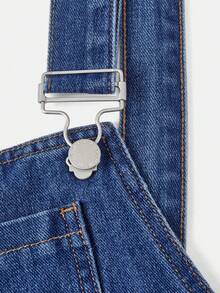 SHEIN MOD Plus Size Denim Overalls Spring Casual Overalls Ripped Straight Pants Casual Spring Overalls Y2K Outfit - Medium Wash - View 3