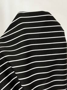 Jeanoix Women's Sexy Off Shoulder Striped Fabric Blouse - Black and White - View 7