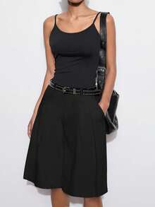 Maija Quần ống rộng dáng suông nữ, màu trơn, thích hợp cho mùa hè, đi làm, công sở, đi làm, làm giáo viên. - màu đen - Xem 3