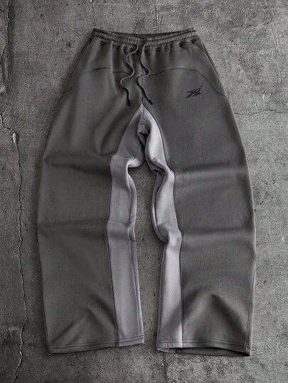 AXEPEAK بنطلون رياضي كاجوال للرجال مع طباعة ألوان متباينة، مبطن حراري للشتاء