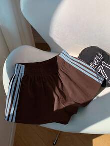Comfortcana Quần short thể thao mùa hè cỡ lớn, phối màu, kẻ sọc, cạp chun. - màu nâu - Xem 9