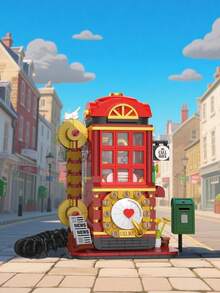 Zazumi 复古电话亭和街机积木套装，589-662块积木 - 挑战性3D拼装，精美桌面摆件，创意收藏礼品，适合生日/情人节/圣诞节、家居装饰、复活节、儿童节、成人等各种场合的积木玩具 - 彩色 - 查看 3