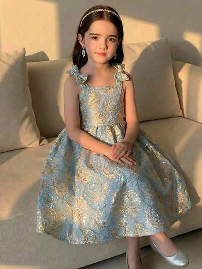 SHEIN Vestido casual sin mangas con estampado floral pequeño para niña