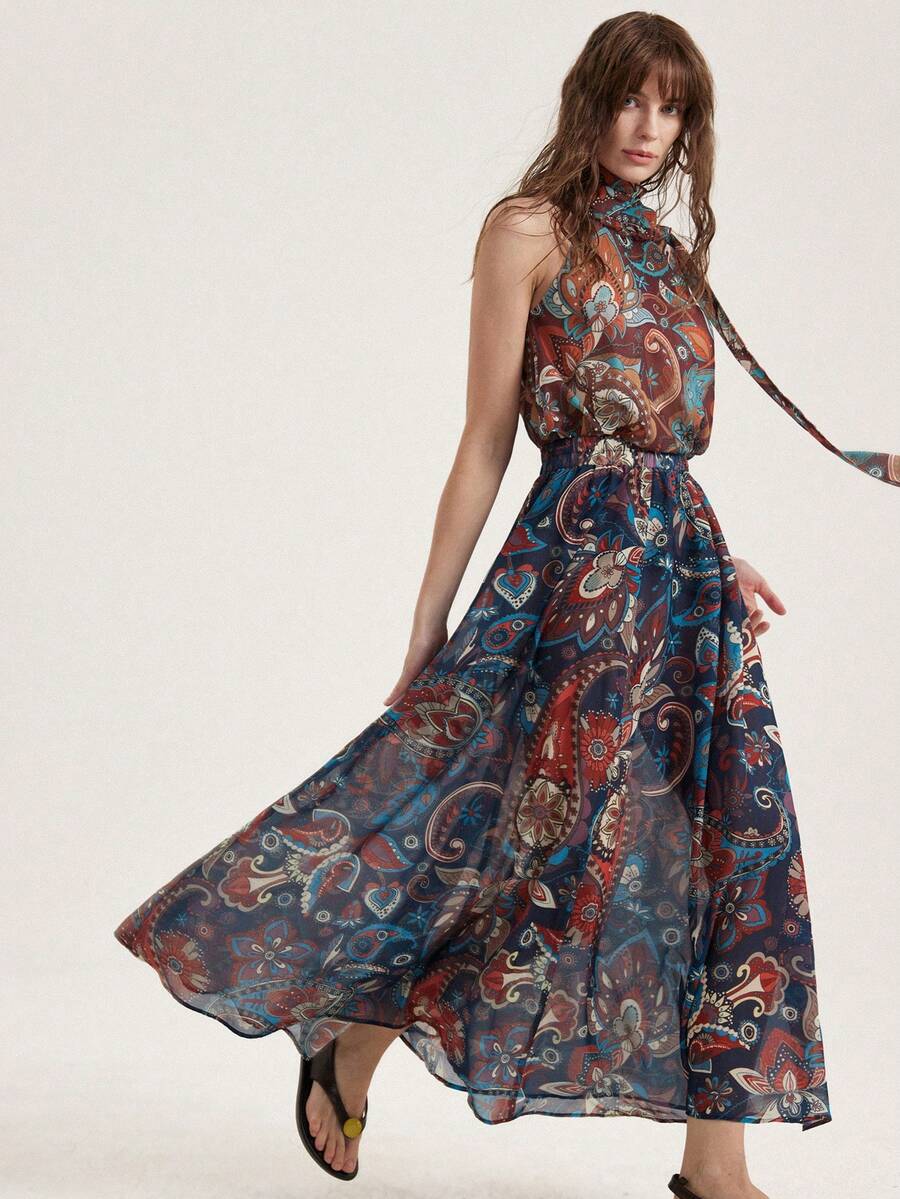 Aveloria Modichic Fashionable Versatile Paisley Bohemian Skirt - Multicolor - View 1