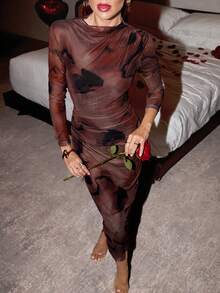 Lavishia 女士时尚抽象印花紧身连衣裙 - 彩色 - 查看 5