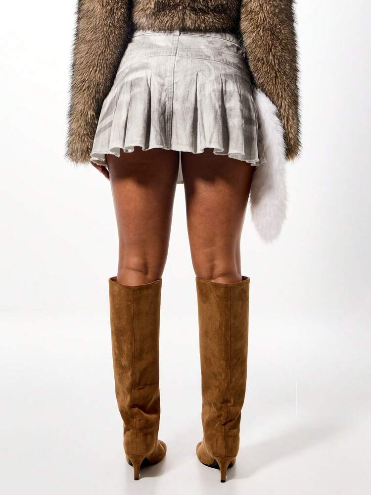 SUMWON WOMEN Mini-jupe plissée avec ceinture cloutée