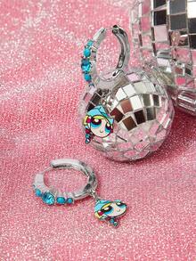 THE POWERPUFF GIRLS X SHEIN 一套锌合金卡通图案水钻耳钉，简约优雅，适合派对、音乐会、节日等场合佩戴。 - 白金 - 查看 4