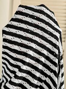 SHEIN 2pcs Maternity Striped Stand Collar Short Sleeve T-Shirt And Adjustable Waist Pants Casual Outfit - Multicolor - View 7