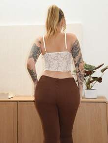 Arliah Textured Jacquard Fabric Slit Hem Bohemian Style Camisole - Beige - View 2