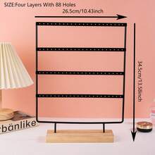 1件装铁艺首饰收纳架，72孔耳环收纳架，梳妆台首饰收纳架，防晒旅行，凉爽透气，用于存放和展示耳环，耳环展示架，适合家庭收纳或首饰零售，情人节礼物。 - 黑色 - 查看 15