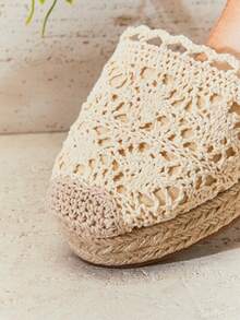SHUZIA Women Elegant Floral Cut-Out Ankle Strap Espadrille Wedges - Beige - View 5