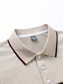 EGENSIO Men's Casual Commuting Contrast Color Textured Fabric Short Sleeve Polo Shirt, Summer - Multicolor - View 7