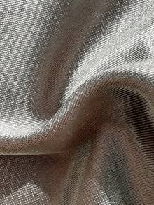 Swim SXY 女士金属银色面料比基尼套装，性感丁字裤，金属配饰，时尚休闲沙滩度假风挂脖泳装 - 銀色 - 查看 8