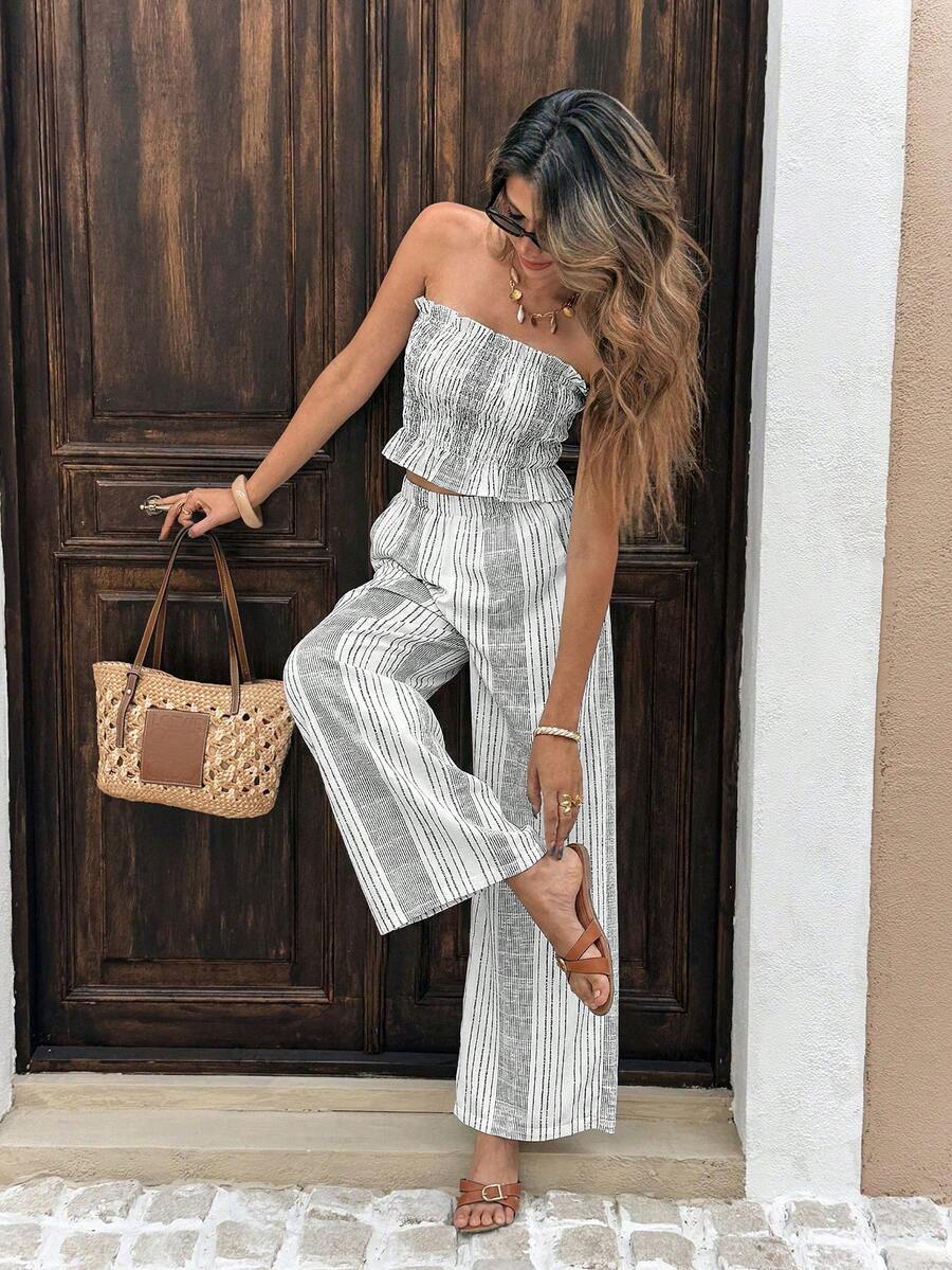 Serisse 女士夏季度假抹胸上衣和裤子两件套 - 黑色 - 查看 1