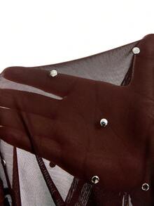 LYSMO Mẫu quần 2 trong 1 thời trang tối giản mới về năm 2026 dành cho nữ, màu trơn, xếp ly, đính đá lấp lánh và thiết kế ruy băng/Kỳ nghỉ hè/Thời trang nữ mùa xuân/Kỳ nghỉ xuân/Ngày lễ tình nhân/Trang phục lễ hội/Phong cách lễ hội nữ 2026/Kỳ nghỉ hè/Kỳ nghỉ hè/Phong cách thường ngày cho nữ/Phong cách Y2K/Những năm 2000/Quần kẻ caro/Quần phong cách Boho - Cà phê nâu - Xem 7