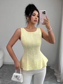 Elenzga Ladies Weave Elegant And Romantic Summer Vests - Yellow - View 7