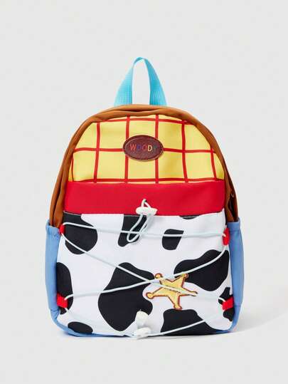 ROMWE Kawaii 1 Pieza Mochila con estampado de vaca, estilo universitario con diseño de bloque de color/cordón, cierre con cremallera, mochila ligera para estudiantes, mochila casual para mujeres/estudiantes/graduados para uso diario, salidas, viajes, escuela, vuelta al cole