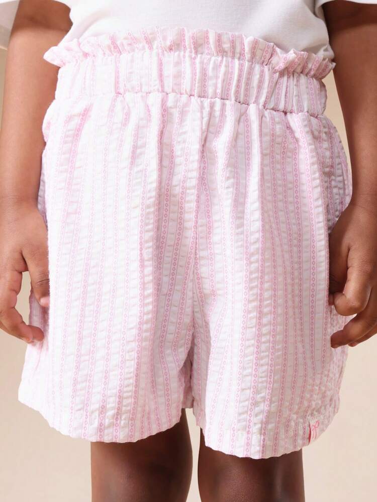 Pantaloncini a quadretti a quadretti con vita a sacchetto di carta