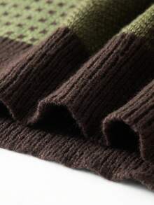 Chillumni Men's Casual Contrast Plaid Knit Vest, Spring/Autumn Olive Green Top Men Men's Sweater Vest Green Vest Men - Multicolor - View 6