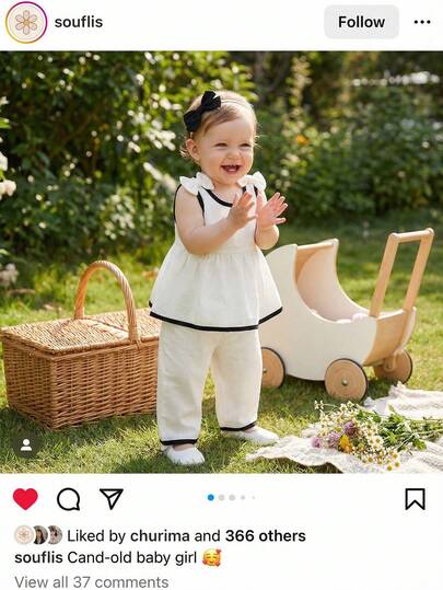 Souflis Souflis Baby Girl Contrast Binding Bow Detail Peplum Top & Elastic Waist Wide Leg Pants Set, Spring/Summer