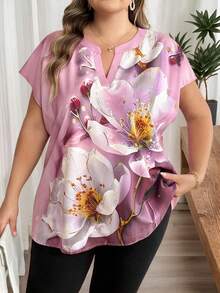 SHEIN CURVE+ 大码印花短袖衬衫 - 彩色 - 查看 7