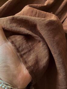 Muvela New Spring/Summer Coffee Brown Elastic Waist Drawstring Adjustable Ruched A-Line Skirt, Versatile Summer Outfit - Brown - View 7