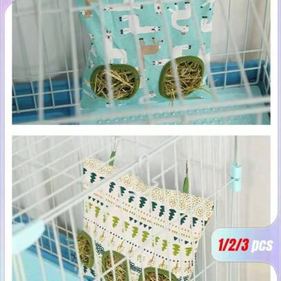 1 件装防水牛津布悬挂式干草喂食袋，容量大，适用于兔子和豚鼠，适合宠物笼或单独悬挂