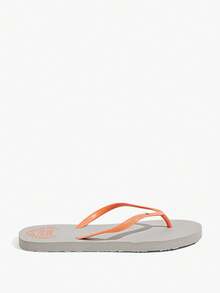 Grefit Women's Letter Print Casual Daily Vacation Beach Flat Flip Flops - Grey - View 3