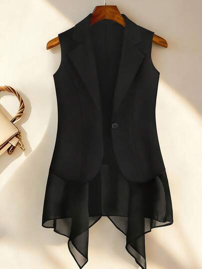 GlowEve CURVE 大码无袖不对称雪纺背心，轻盈透气，适合春夏穿着