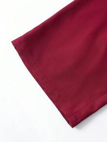 SHEIN Tween Girl Plunging Neckline Burgundy Jumpsuit, Commute & Everyday Wear High Fashion Girls Jumpsuit - Burgundy - View 7