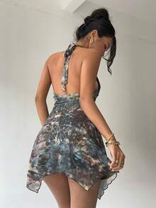 Aloruh Đầm dự tiệc phong cách Bohemian mùa Xuân/Hè mới, thanh lịch, gợi cảm, kiểu Y2K, thích hợp cho lễ hội âm nhạc, tiệc tùng, khoét rỗng, cổ yếm, hở lưng, khóa kim loại ở eo, dáng chữ A, vạt bất đối xứng, không phải phong cách Bohemian, Boho, Avant-Garde, nhuộm tie-dye, in lưới, đầm mini in họa tiết rằn ri, đầm Gedisha mùa hè cho nữ, trang phục nghỉ dưỡng, đầm đi nghỉ mát cho nữ, đầm Coachella, phong cách Hippie, Boho, đầm đi biển, đầm hở lưng. - Nhiều màu - Xem 10