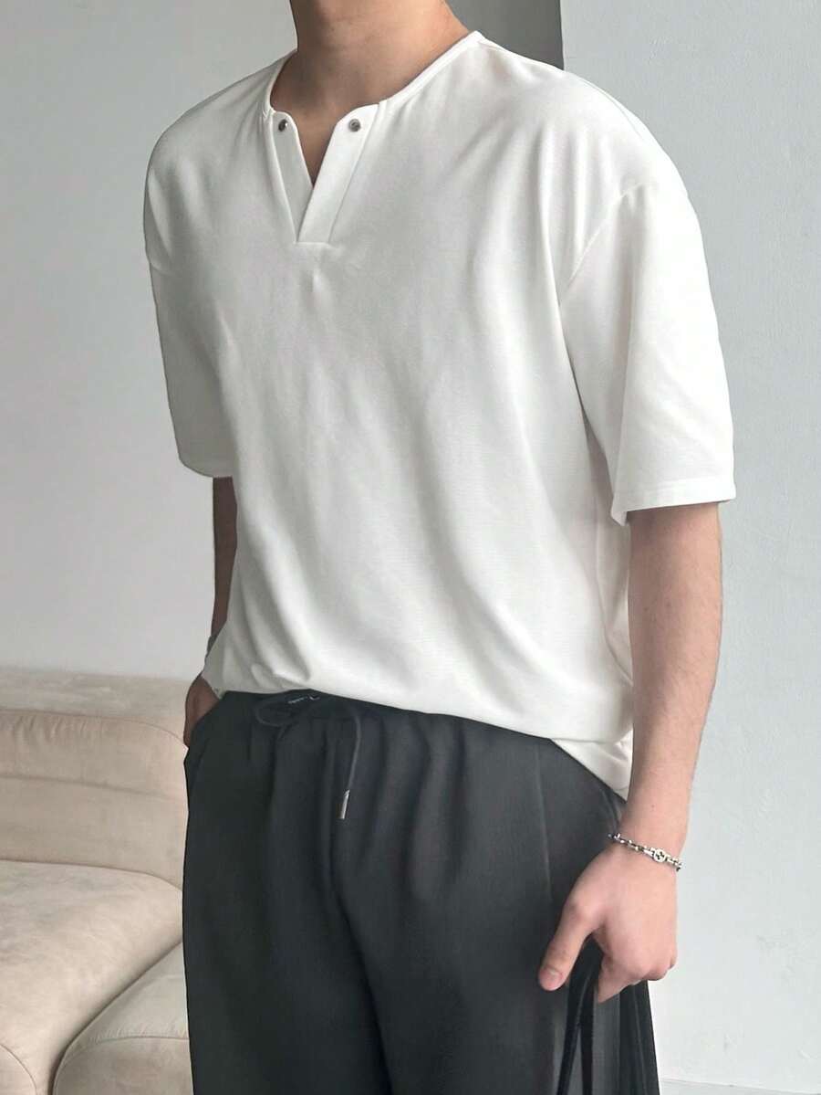 DAZY Men's Solid White Polo Shirt, Spring/Summer - White - View 1