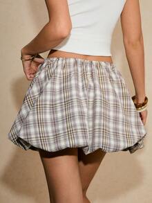 Poéselle Women's Plaid Casual Versatile Date & Outing Mini Skirt - Multicolor - View 7