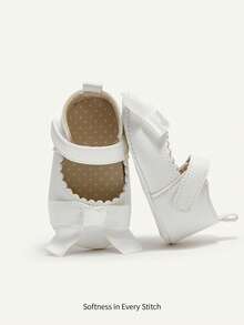 Cozy Pixies O pereche de pantofi Mary Jane cu fundă moale, casual, de bază, versatili, pentru primăvară și vară, stil copilăresc, drăguț, stil prințesă, pentru sugari - alb - Vizualizare 2