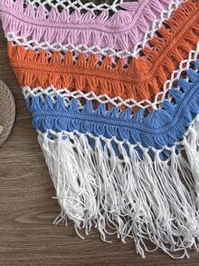 GlowEve Đầm len nữ mùa xuân/hè mới, kiểu dáng khoét rỗng, cổ yếm, hở lưng, kẻ sọc, phối màu, thích hợp cho kỳ nghỉ. - Nhiều màu - Xem 6