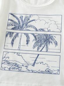 SHEIN 3件套男女宝宝可爱度假风衬衫套装，短袖T恤和针织上衣叠穿，男宝宝度假裙套装，服装套装，夏威夷风情裙 - 藏蓝色 - 查看 6