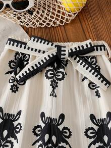 Vintaside Kids 2件套女童夏季荷叶边吊带背心和印花阔腿宽松裤 - 彩色 - 查看 7