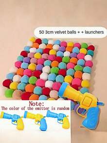 20/30/50 piezas Juguete para gatos con bolas de colores y pompones de colores aleatorios, juguete interactivo de alta elasticidad de felpa con disparador silencioso - Multicolor - Ver 11