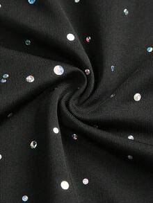 SHEIN EZwear 多件装黑色针织连体衣，休闲日常穿着 - 黑色 - 查看 9