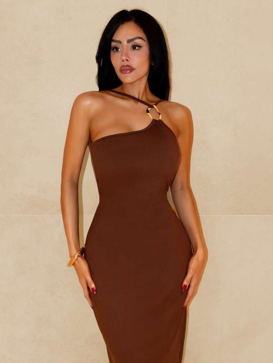 Sirith Women's Fashionable Sexy Bodycon Backless Long Dress - Brown - View 1